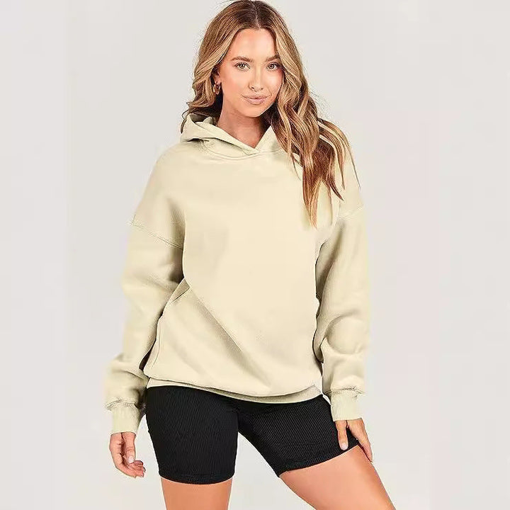 Versatile women's oversized casual hoodie, a long sleeve pullover designed for ultimate comfort.