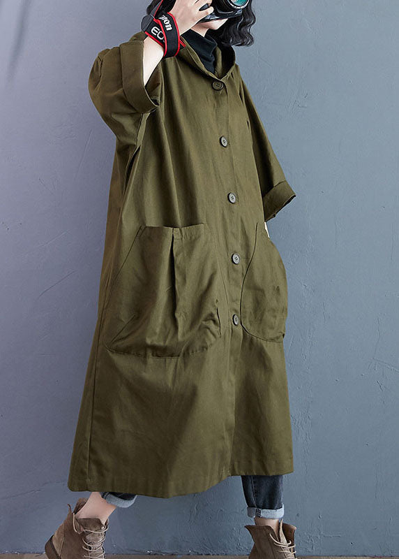 Versatile women's oversized trench coat, long & hooded. Button-front design, ideal as a fashion seasonal jacket.