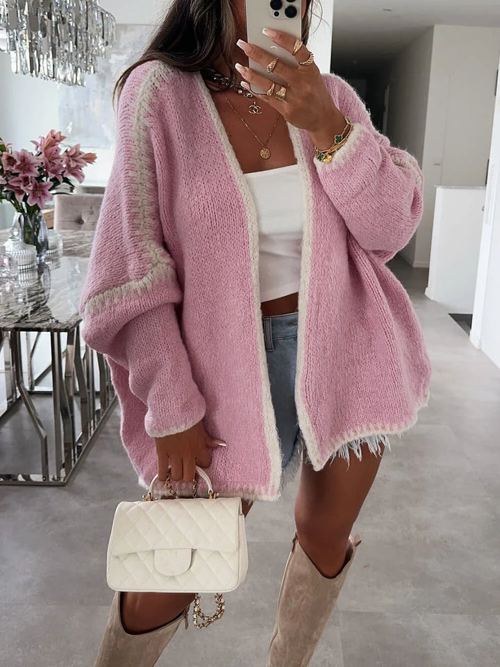 Stylish women's open front oversized cardigan, offering a drapey, casual fit for comfortable everyday layering.