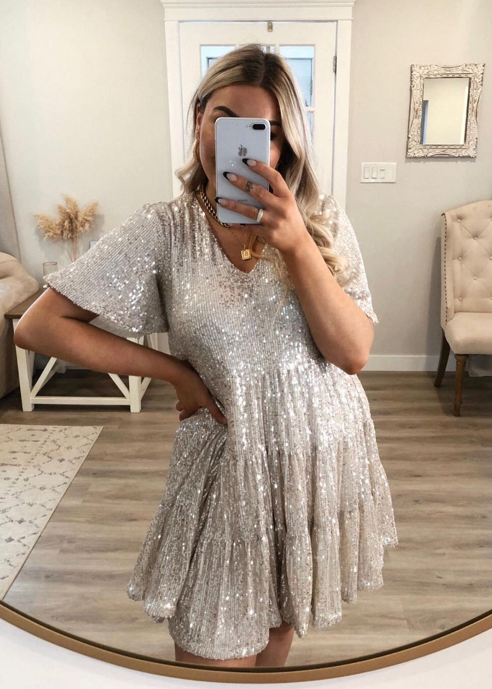 Women's Oversized Sequin Mini Dress for Parties & Evenings
