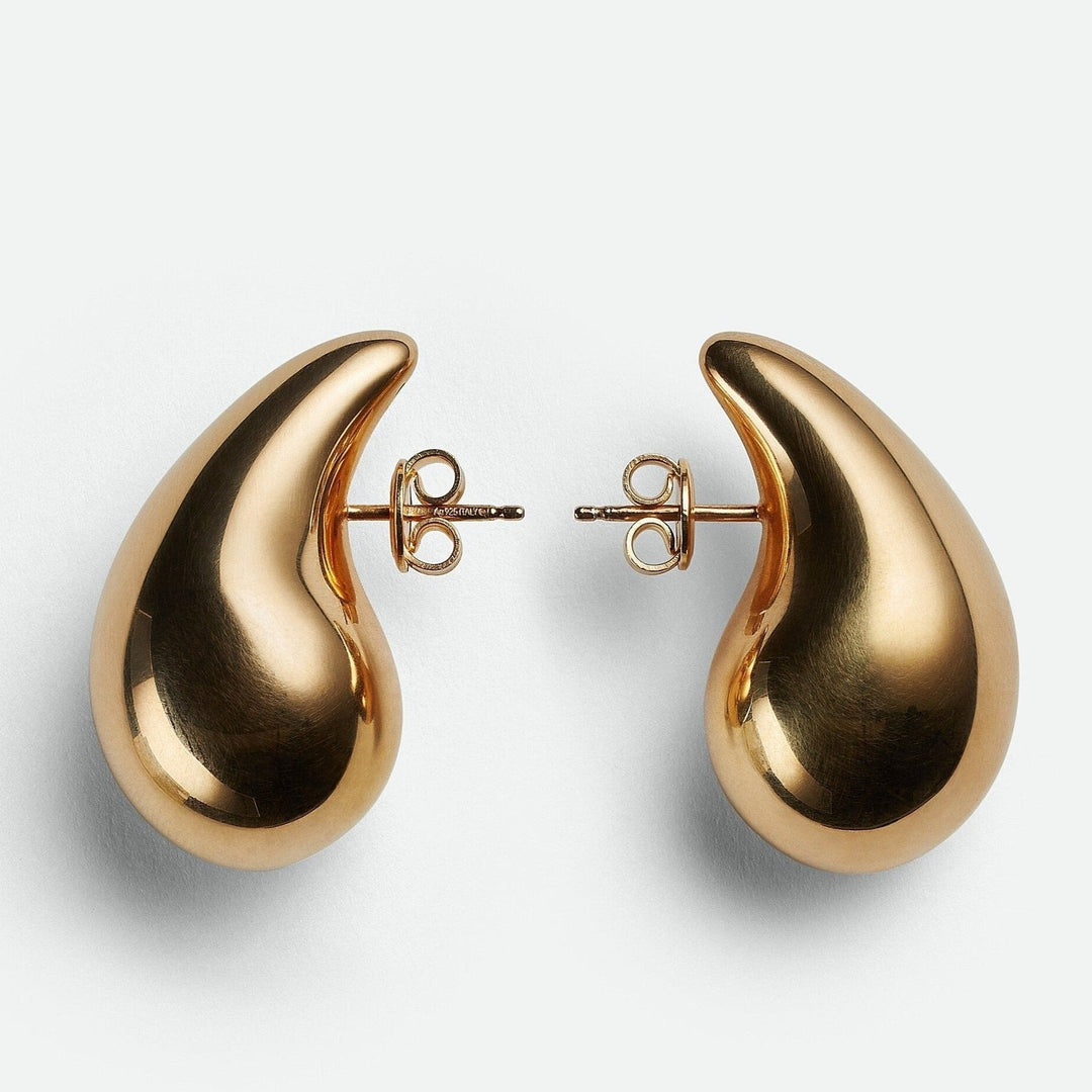 Graceful polished teardrop dangle earrings for women, sleek stainless steel.