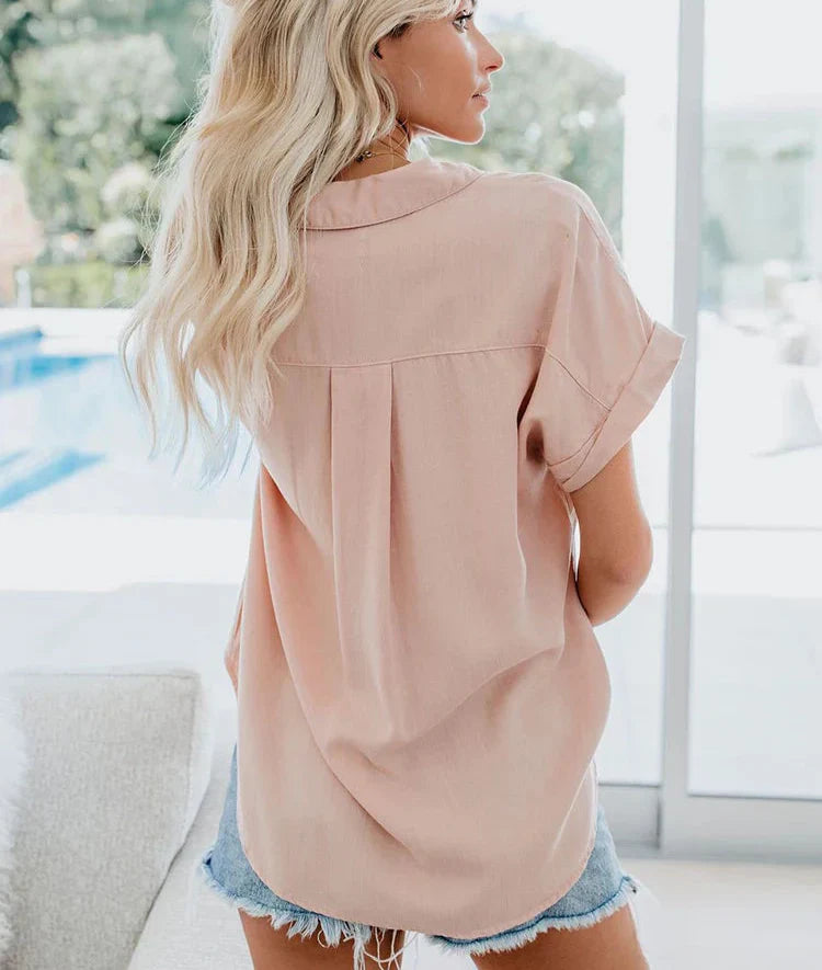 Effortless style with women's relaxed fit blouse, a comfortable long sleeve casual top for versatile fashion.