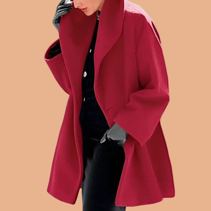 Modern women's city jacket, relaxed open-front design. Versatile urban fashion for chilly winter days.