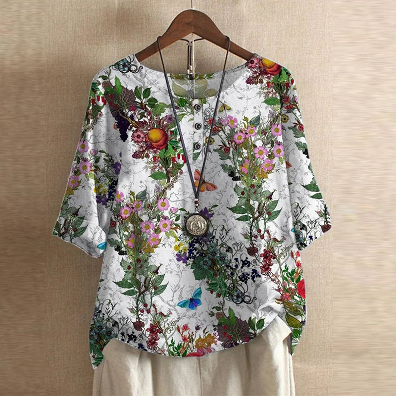 Timeless women's retro blouse. Versatile long sleeve top with flattering fit for elegant, sophisticated style.