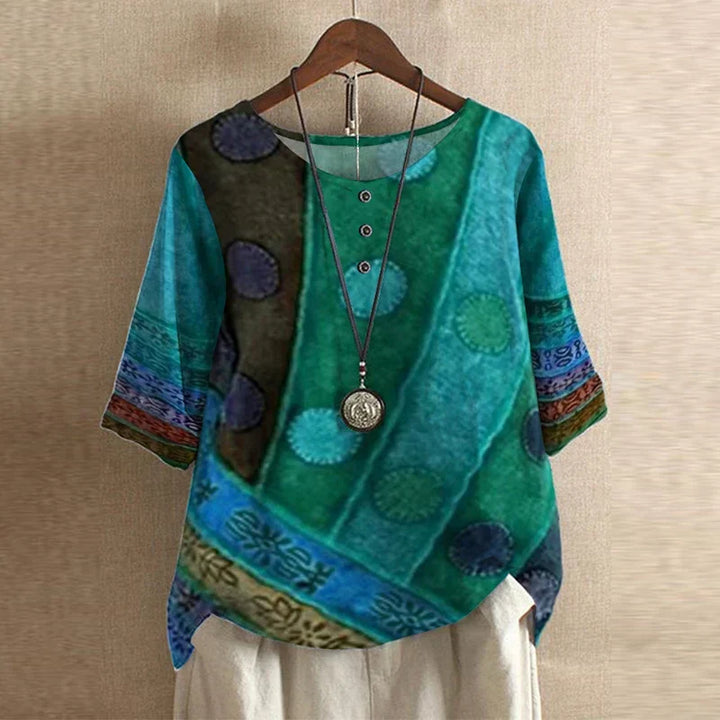 Vintage style women's blouse. Retro long sleeve top, elegant for casual chic or dressy occasions.
