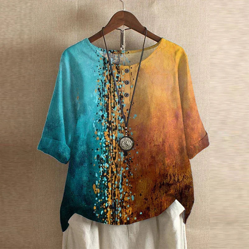 Sophisticated women's retro blouse. Elegant long sleeve classic shirt, ideal for dressy workwear.