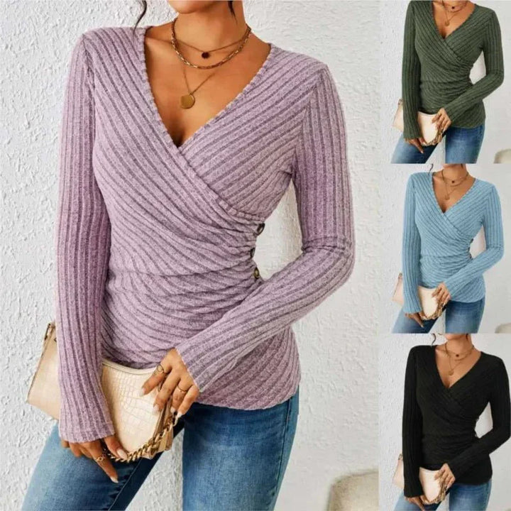 Women's Sculpting Long Sleeve Top, black, with superior tummy control & comfortable shaping for daily wear.