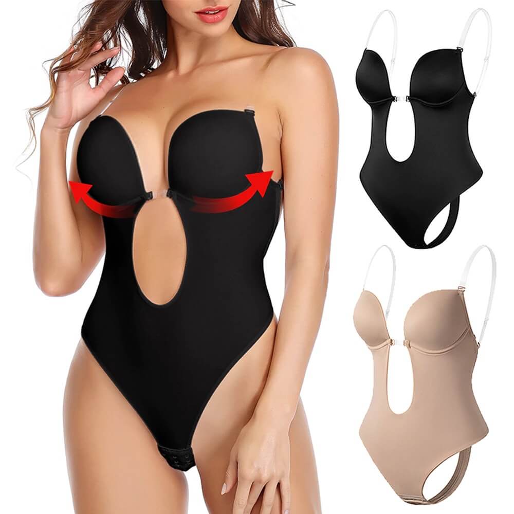 Women's seamless deep V backless body shaper for elegant sculpting and slimming.