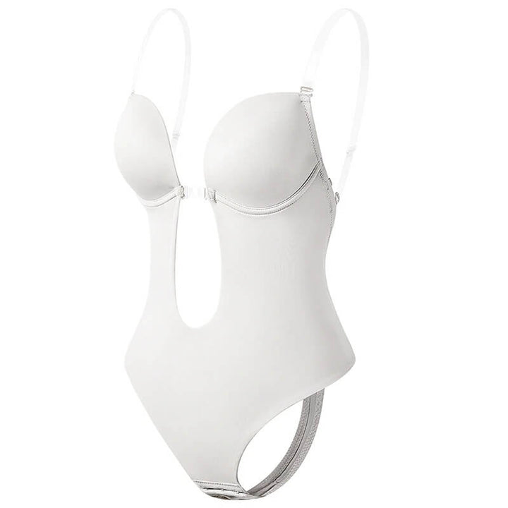 Invisible backless body shaper with a plunging V-neck, perfect for low-cut dresses.