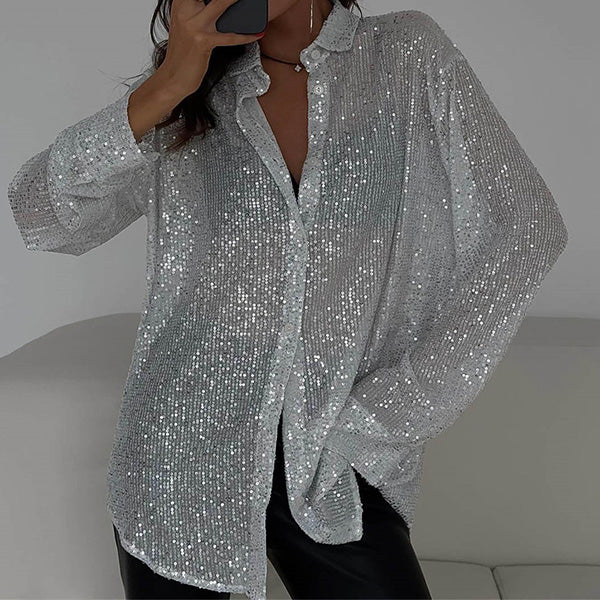Glamorous women's sequin party top, ideal for chic evening fashion & special occasion wear.