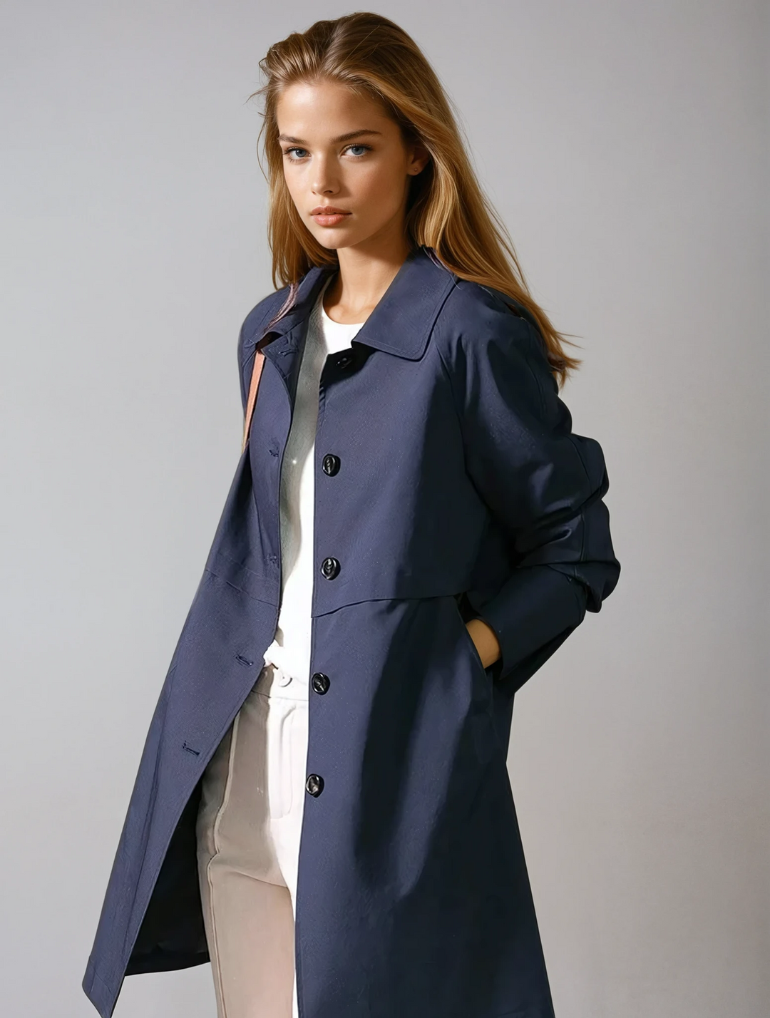 Women's Short Button-Up Trench Coat - Stylish & Versatile
