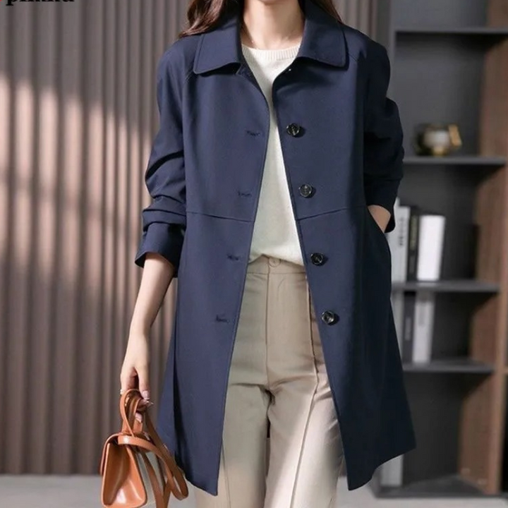 Women's Short Button-Up Trench Coat - Stylish & Versatile
