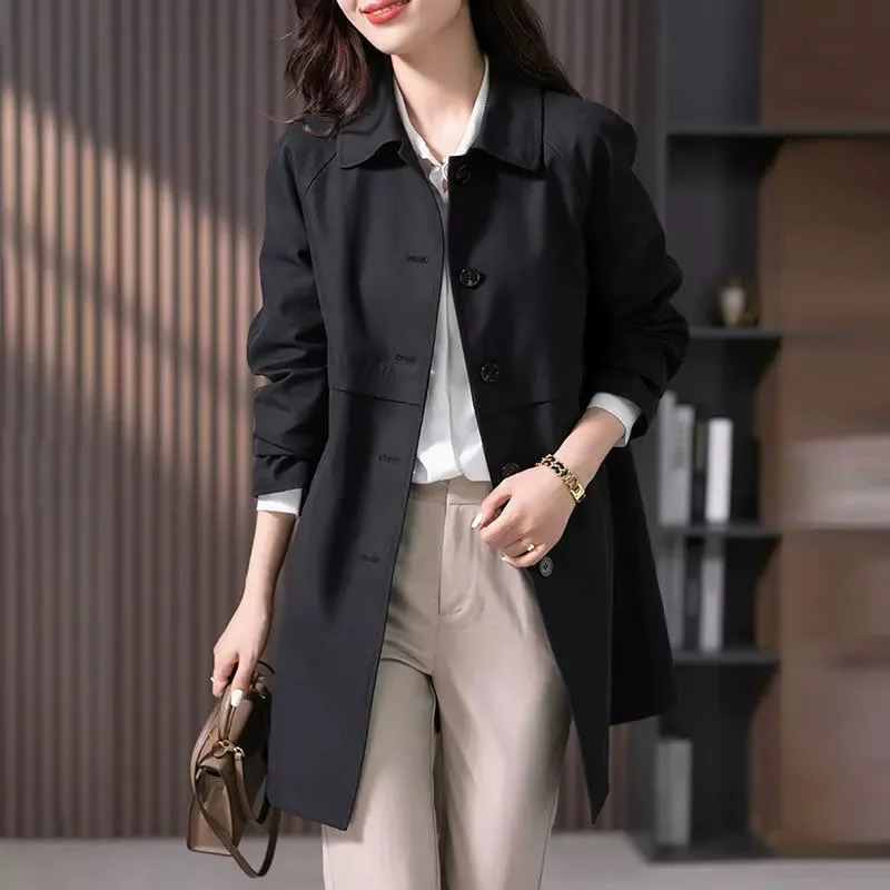 Women's Short Button-Up Trench Coat - Stylish & Versatile
