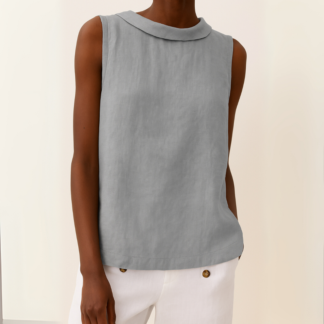 Women's Sleeveless Roll Collar Elegant Top
