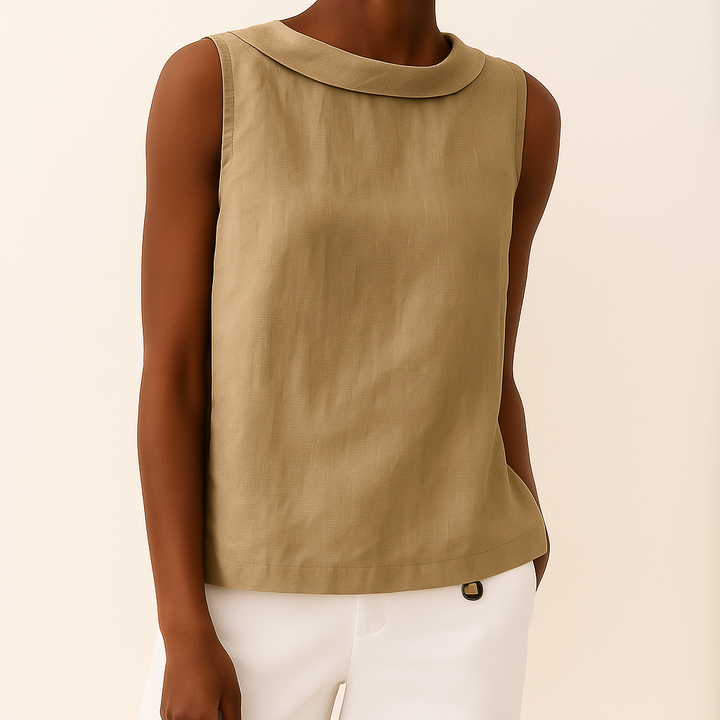 Women's Sleeveless Roll Collar Elegant Top