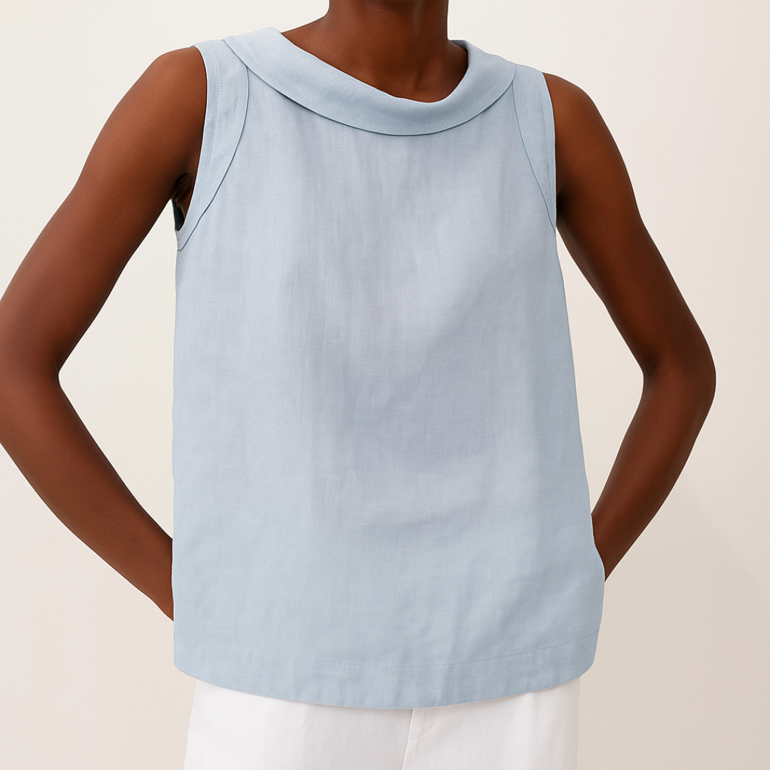 Women's Sleeveless Roll Collar Elegant Top