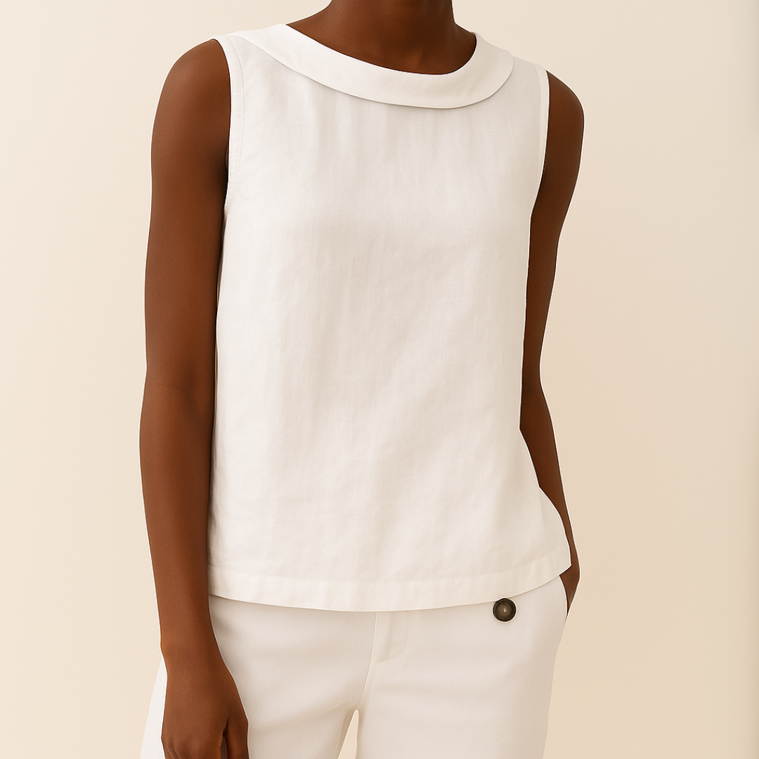 Women's Sleeveless Roll Collar Elegant Top