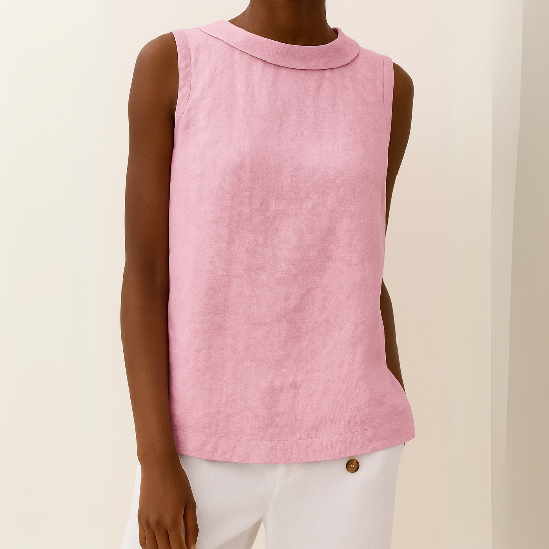 Women's Sleeveless Roll Collar Elegant Top