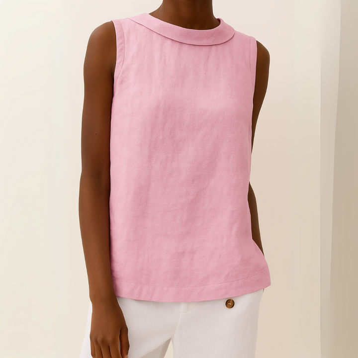 Women's Sleeveless Roll Collar Elegant Top