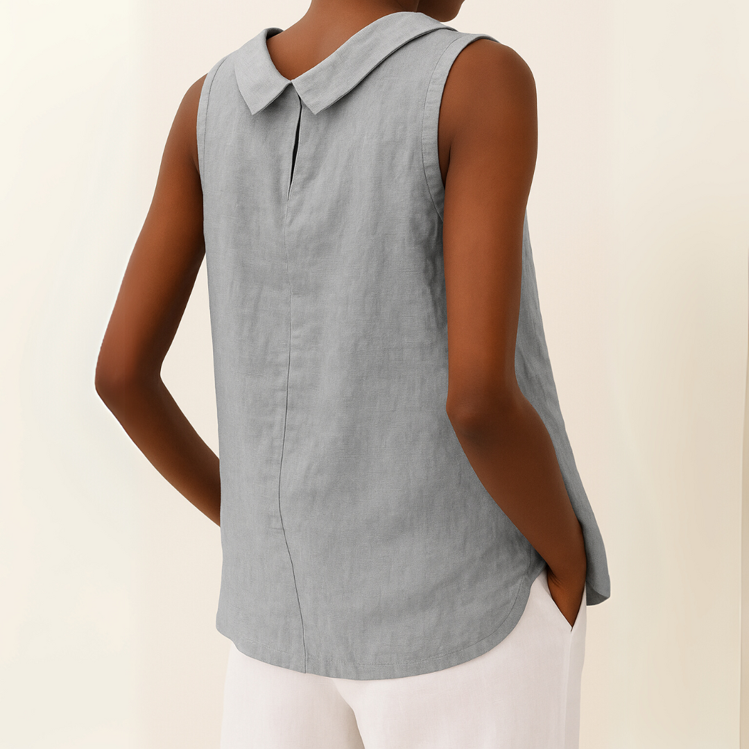Women's Sleeveless Roll Collar Elegant Top