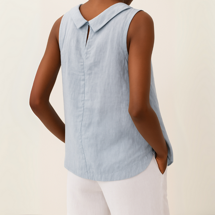 Women's Sleeveless Roll Collar Elegant Top