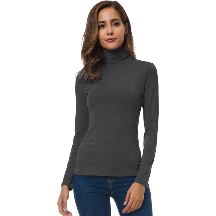 Versatile women's turtleneck knit top, a key piece for fall and winter wardrobes.