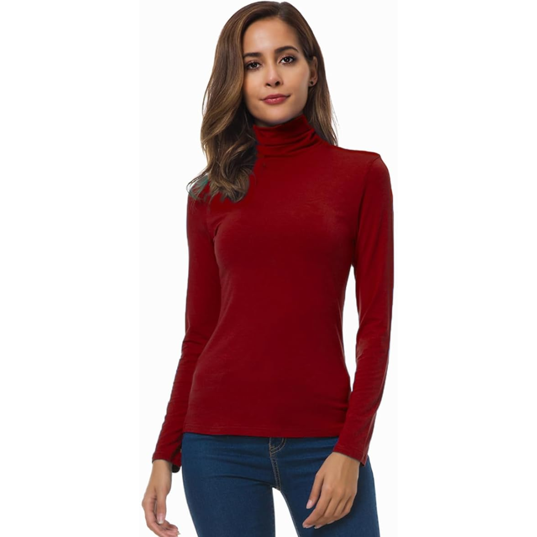 Casual yet chic women's slim fit turtleneck, perfect for everyday styling and comfort.