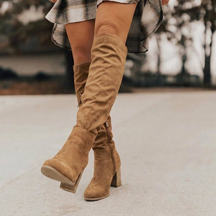 Women's Slouchy Knee High Block Heel Boots | Chic & Stable
