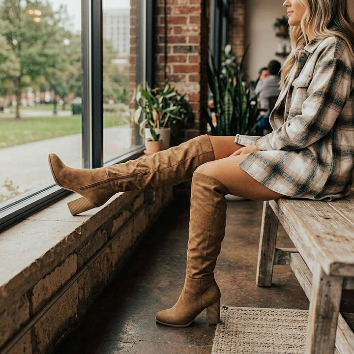 Women's Slouchy Knee High Block Heel Boots | Chic & Stable