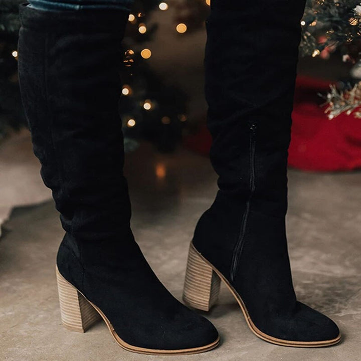 Women's Slouchy Knee High Block Heel Boots | Chic & Stable