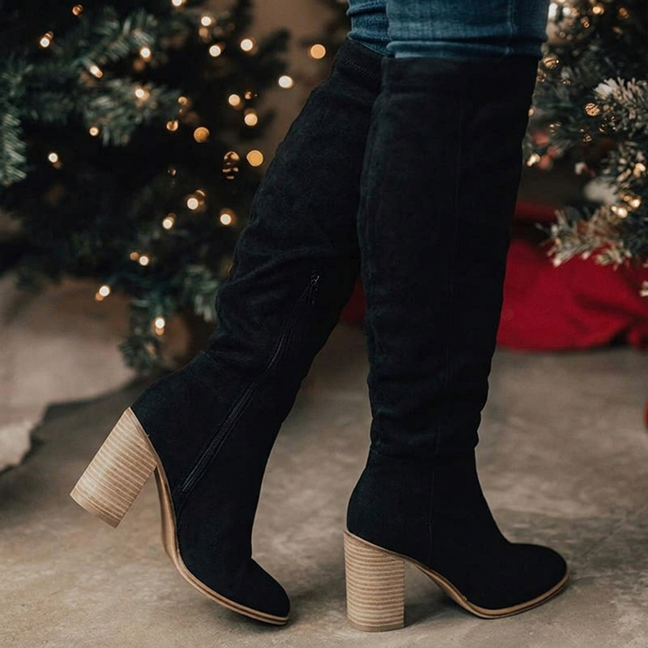 Women's Slouchy Knee High Block Heel Boots | Chic & Stable