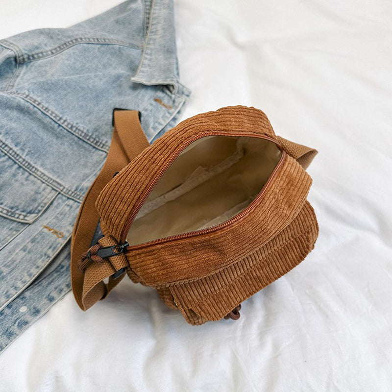 Durable women's crossbody bag with a practical zip pocket, perfect for travel.