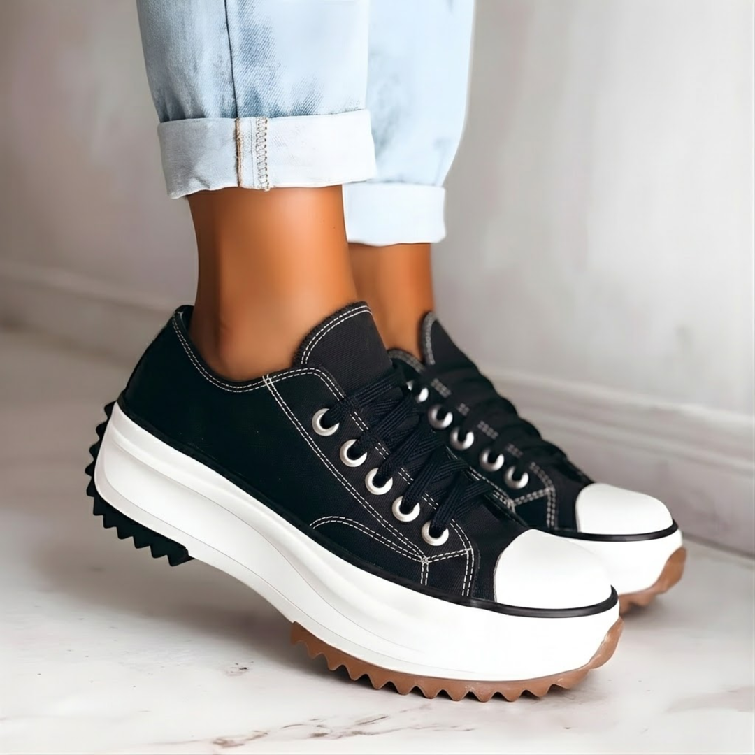 Women's orthopedic platform sneakers, stylish & comfortable for walking, featuring arch support.