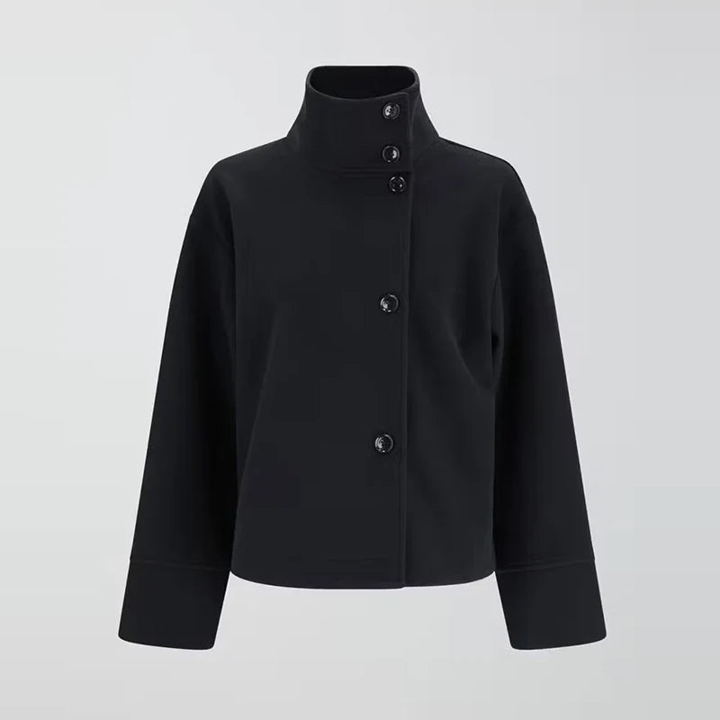Layered style inspiration with a women's chic pea coat and elevated stand collar.