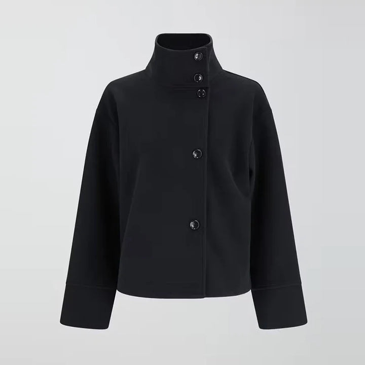Layered style inspiration with a women's chic pea coat and elevated stand collar.