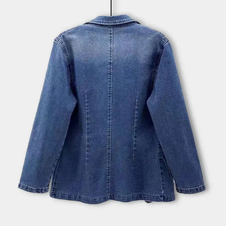 Versatile women's denim blazer, perfect layering piece for spring and autumn fashion