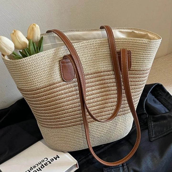Women's Two-Tone Shoulder Beach Tote Bag