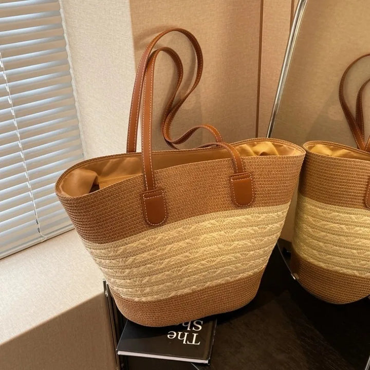 Women's Two-Tone Shoulder Beach Tote Bag