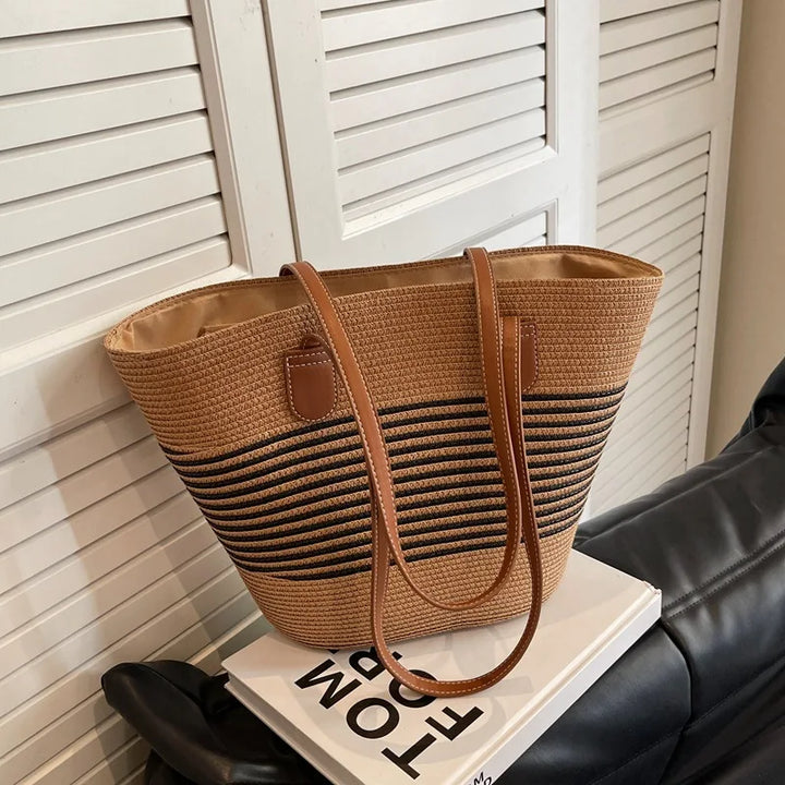 Women's Two-Tone Shoulder Beach Tote Bag