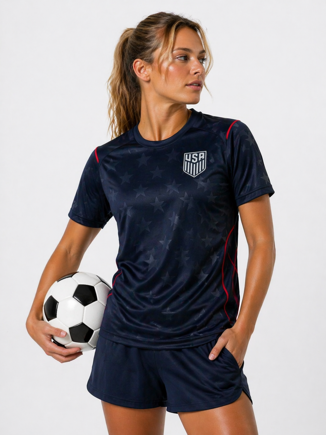 Official 2026 World Cup fan gear: Women's USA soccer t-shirt, perfect for any football jersey enthusiast.