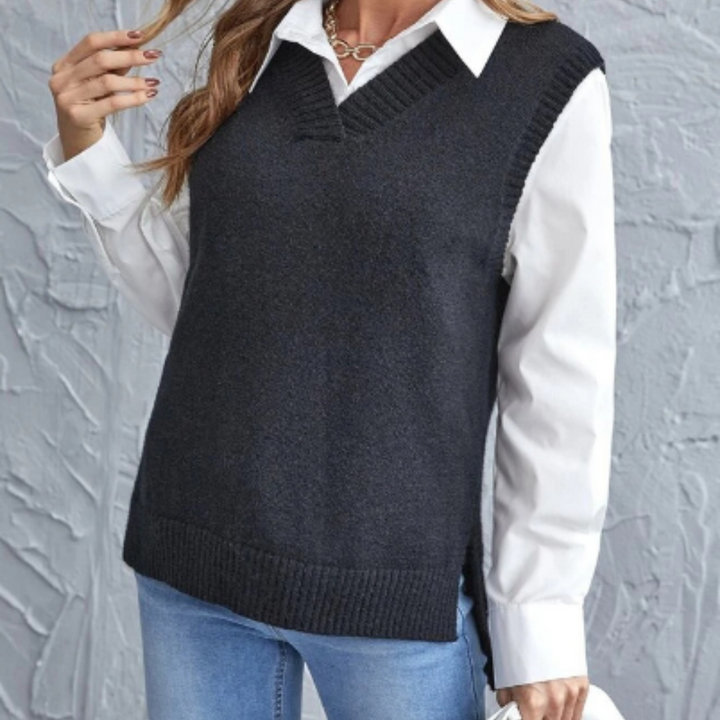 Women's V-Neck Sleeveless Knitted Vest - Effortless Layering