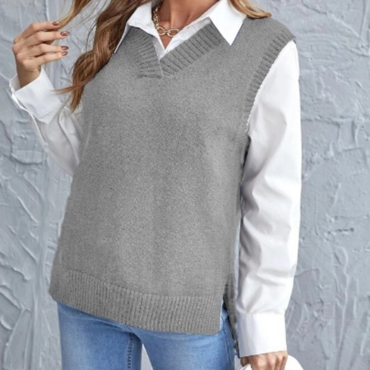 Women's V-Neck Sleeveless Knitted Vest - Effortless Layering