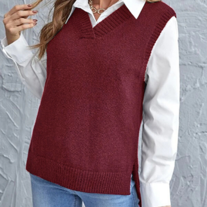 Women's V-Neck Sleeveless Knitted Vest - Effortless Layering