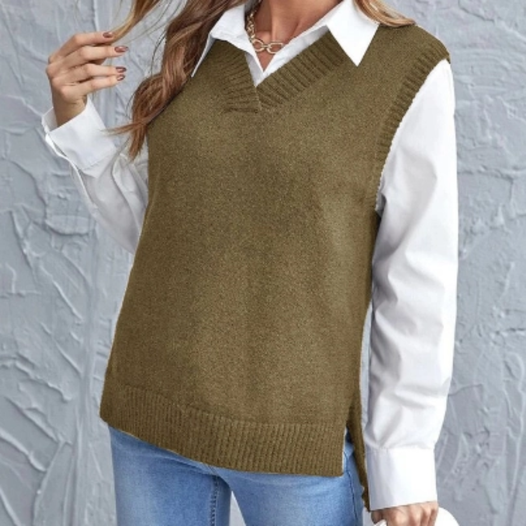Women's V-Neck Sleeveless Knitted Vest - Effortless Layering
