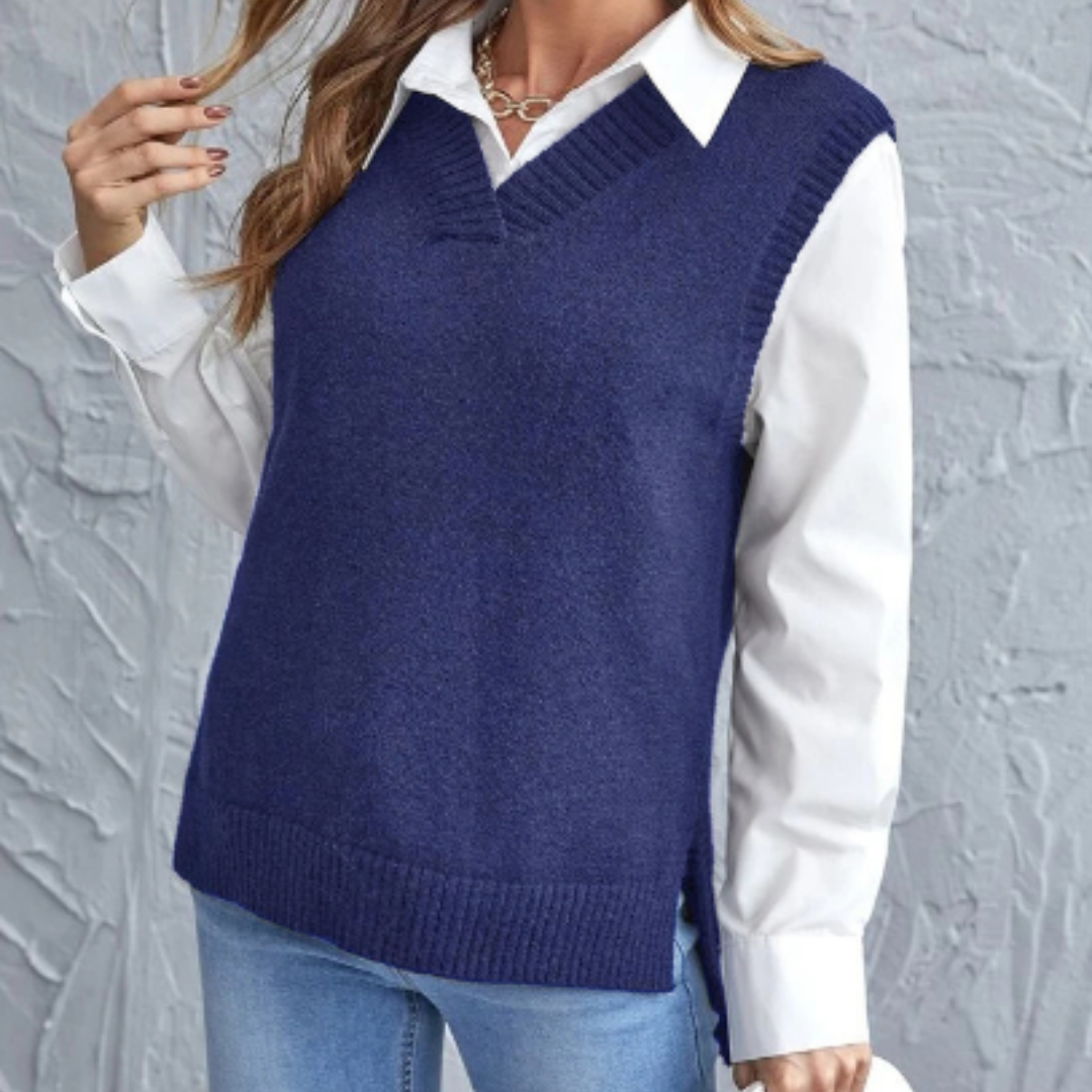 Women's V-Neck Sleeveless Knitted Vest - Effortless Layering