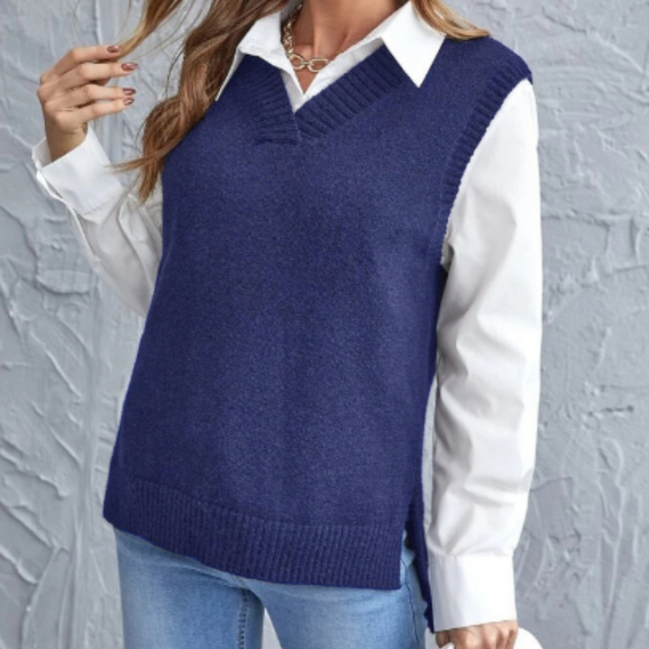 Women's V-Neck Sleeveless Knitted Vest - Effortless Layering