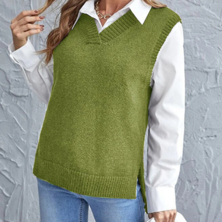 Women's V-Neck Sleeveless Knitted Vest - Effortless Layering