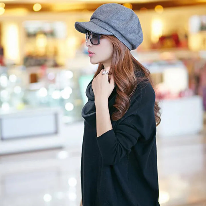 Comfortable women's vintage cotton balloon hat, retro style, warm winter fashion accessory for her.