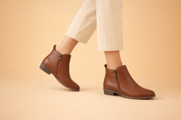 Women's vintage-inspired ankle boots for summer, featuring stylish leopard print.