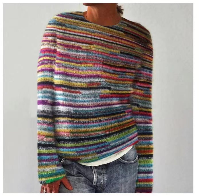 Cozy knit sweater for women, featuring a stylish vintage pattern ideal for autumn.